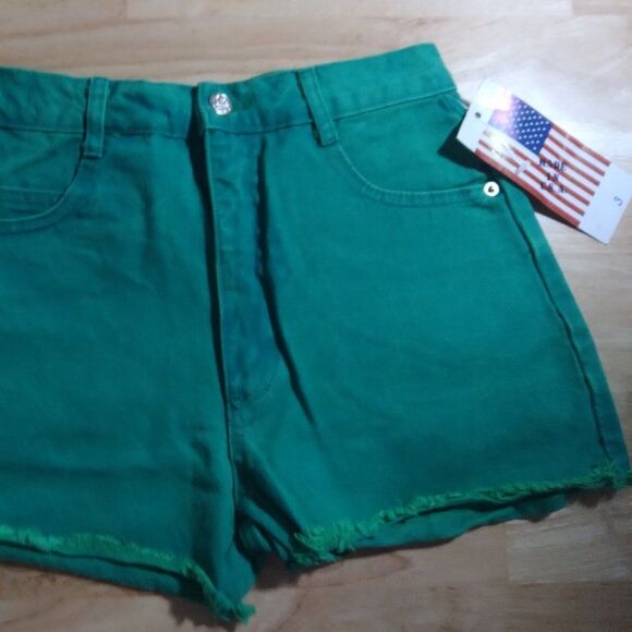 NWT Vintage MDM Green Cut-Off Jean Denim Shorts - Picture 2 of 7